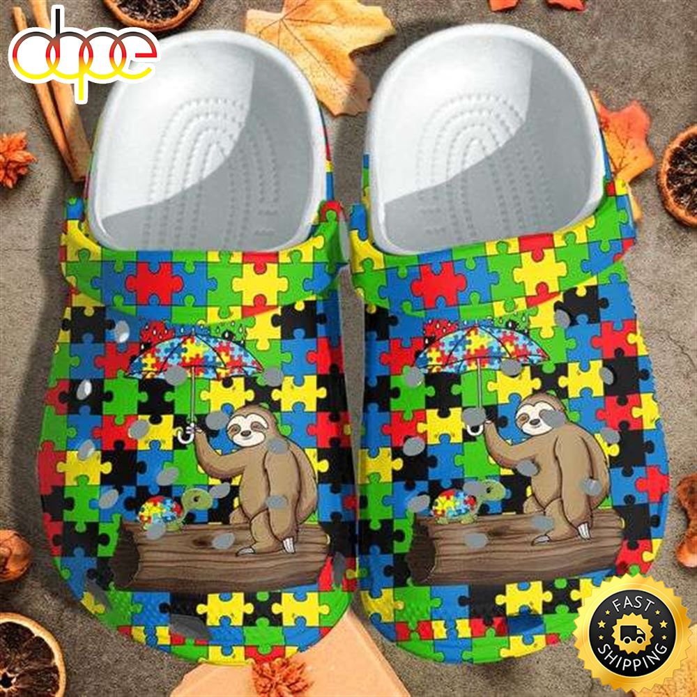 Autism Awareness Day Sloth And Turtle Puzzle Pieces Crocs Crocband Clog Shoes