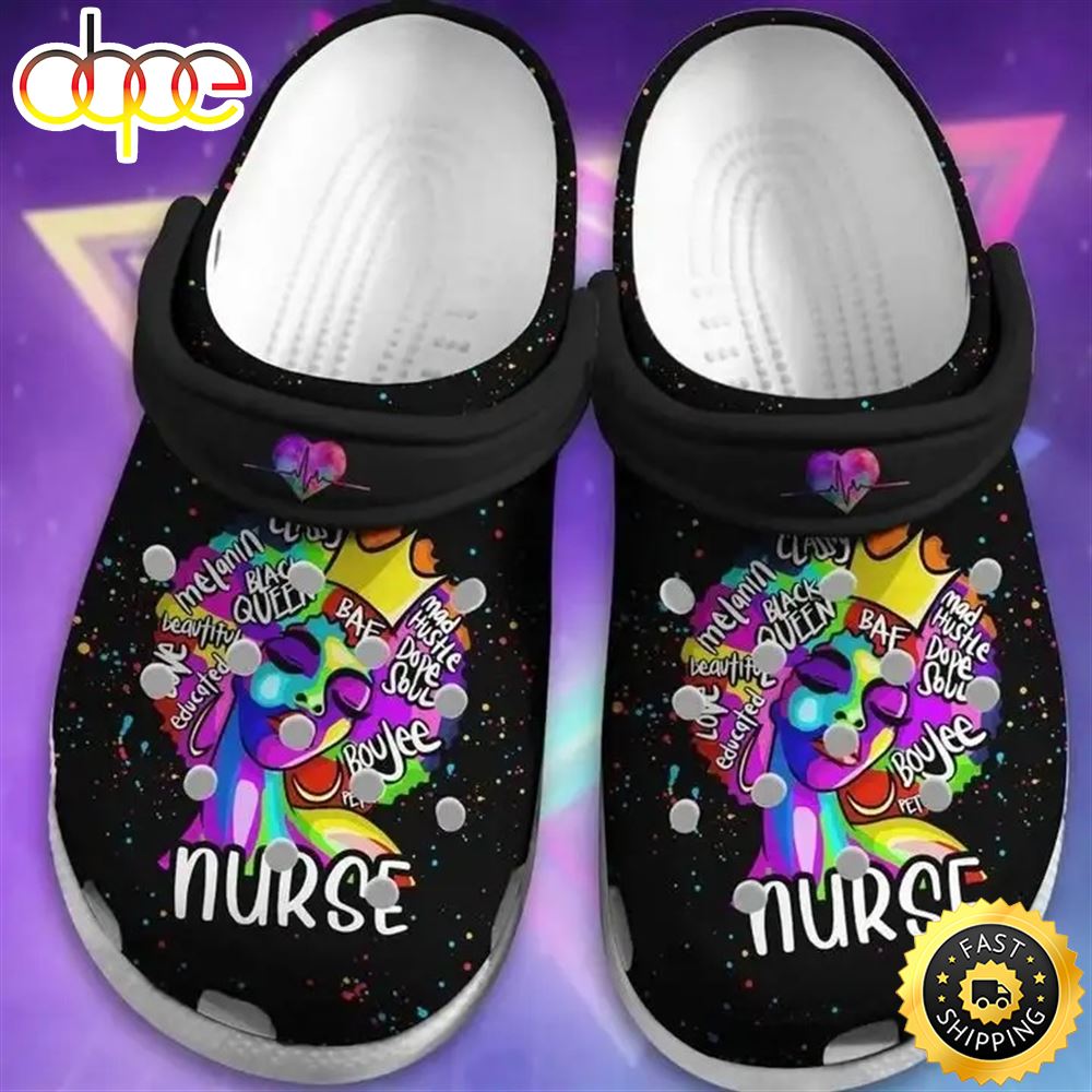 Bkack Pride Nurse Colorful Crocs Crocband Clog Shoes