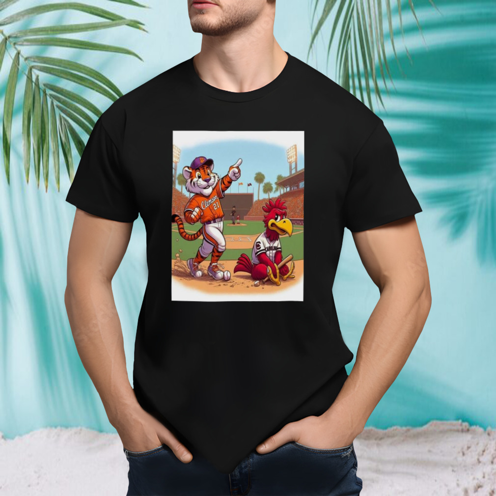 Clemson Tiger Wins The Opener Over South Carolina Gamecocks In 12 Innings As Andrew Ciufo Walks It Off 5-4 Mascot T-shirt