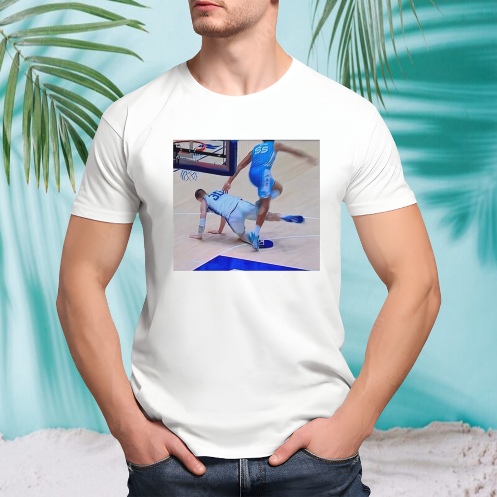 Boston Carolina Club Kyle Filipowski appears to intentionally trip Harrison ingram photo shirt
