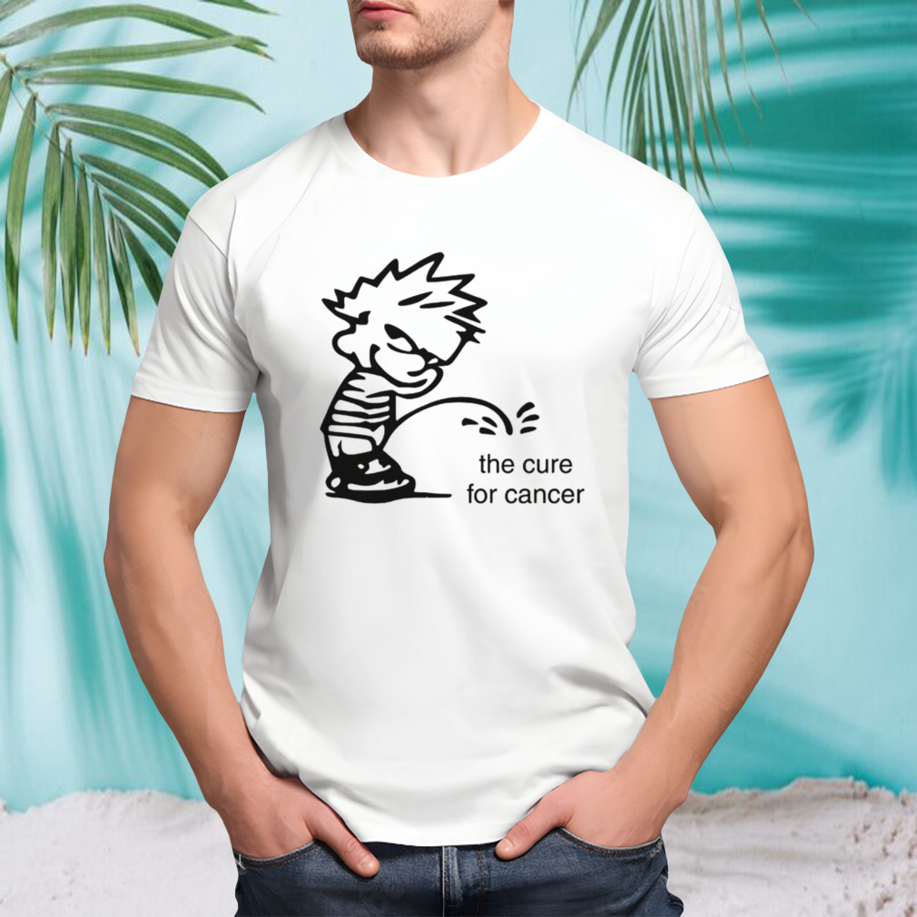 Calvin peeing the cure for cancer Trump shirt