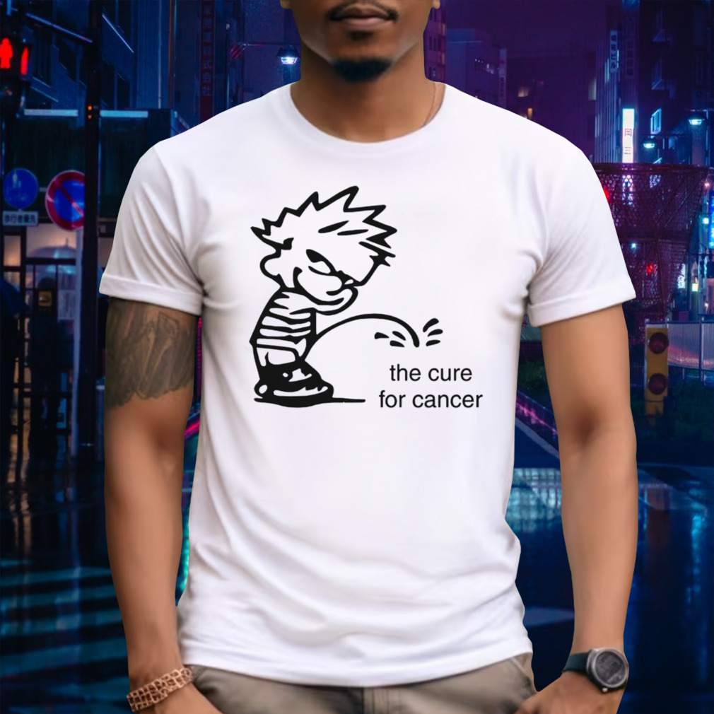 Calvin peeing the cure for cancer Trump shirt