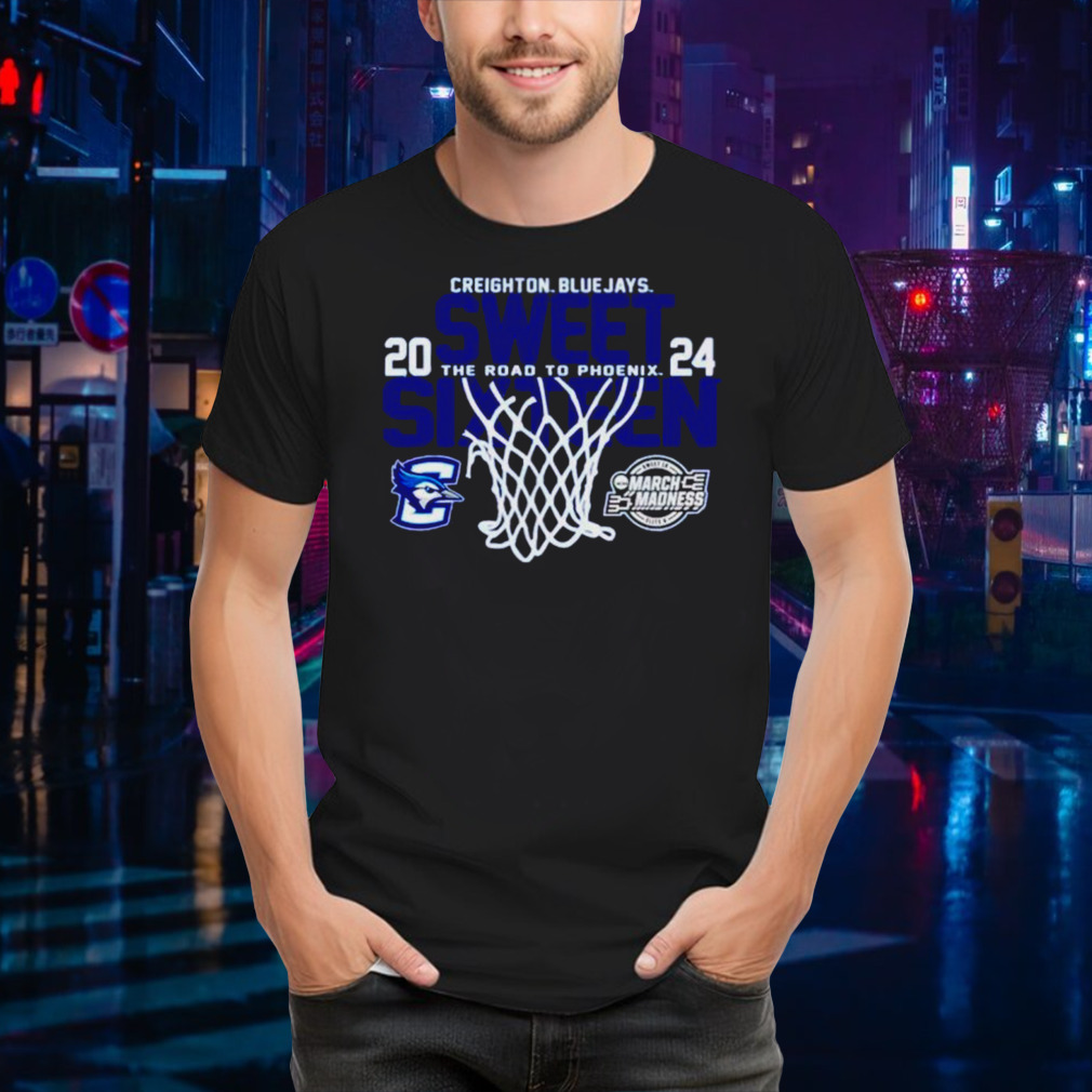 Creighton Bluejays Blue 2024 Sweet Sixteen the road to Phoenix March Madness shirt