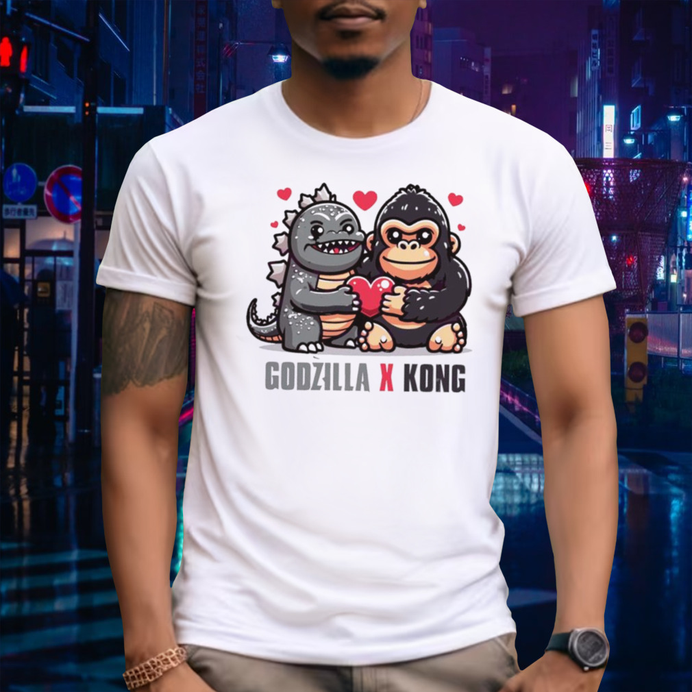 Funny Godzilla x Kong Love Heart Shirt