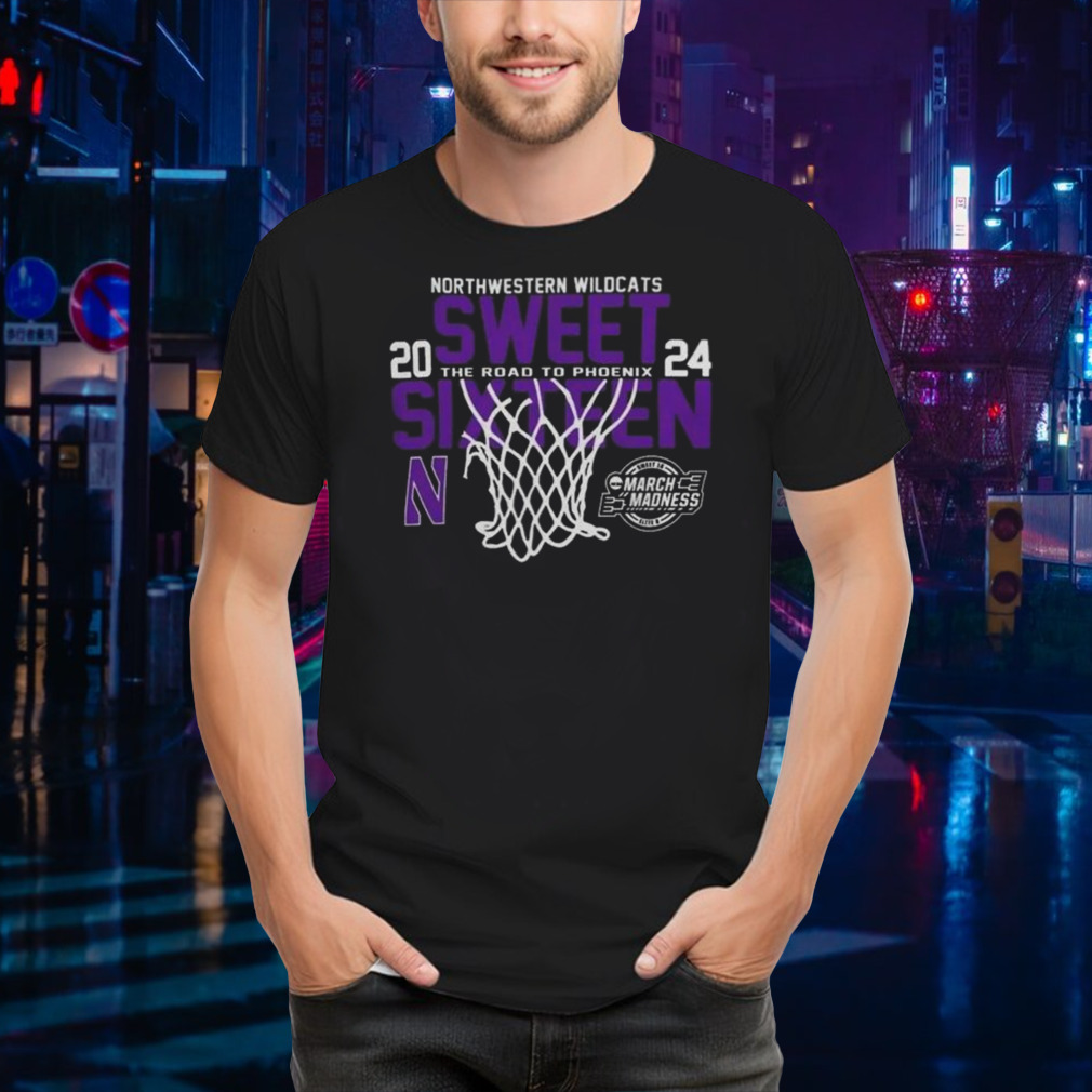 Northwestern Wildcats 2024 Sweet 16 The Road To Phoenix March Madness Shirt