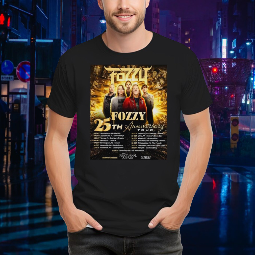 Fozzy 25th Anniversary Tour 2024 Performance Schedule T-shirt