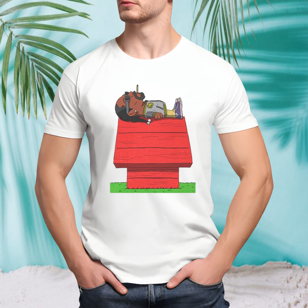 Peanuts Snoopy parody smoking Snoop Dogg on Rooftop shirt