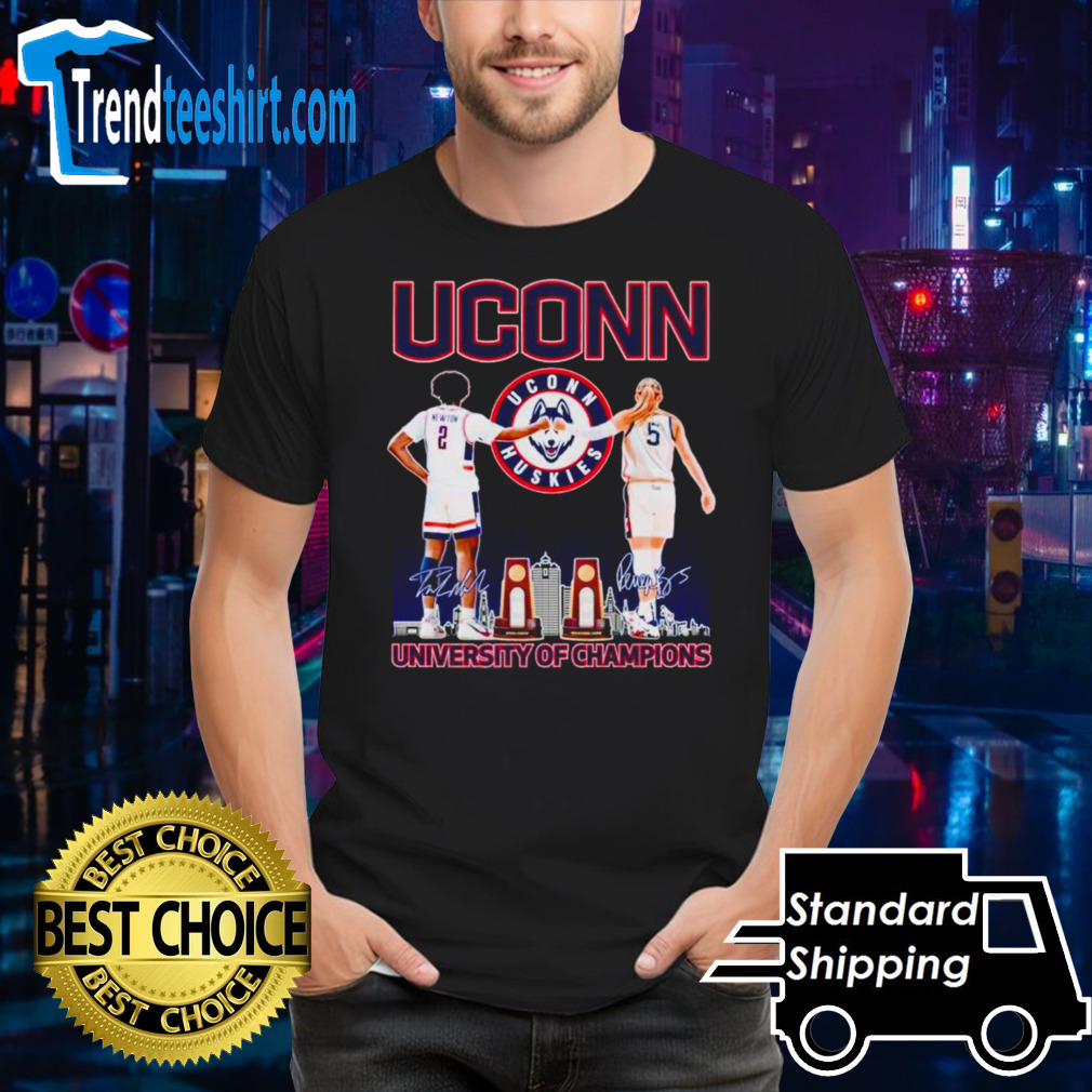Uconn Huskies Men’s and Women’s university of Champions skyline signatures shirt