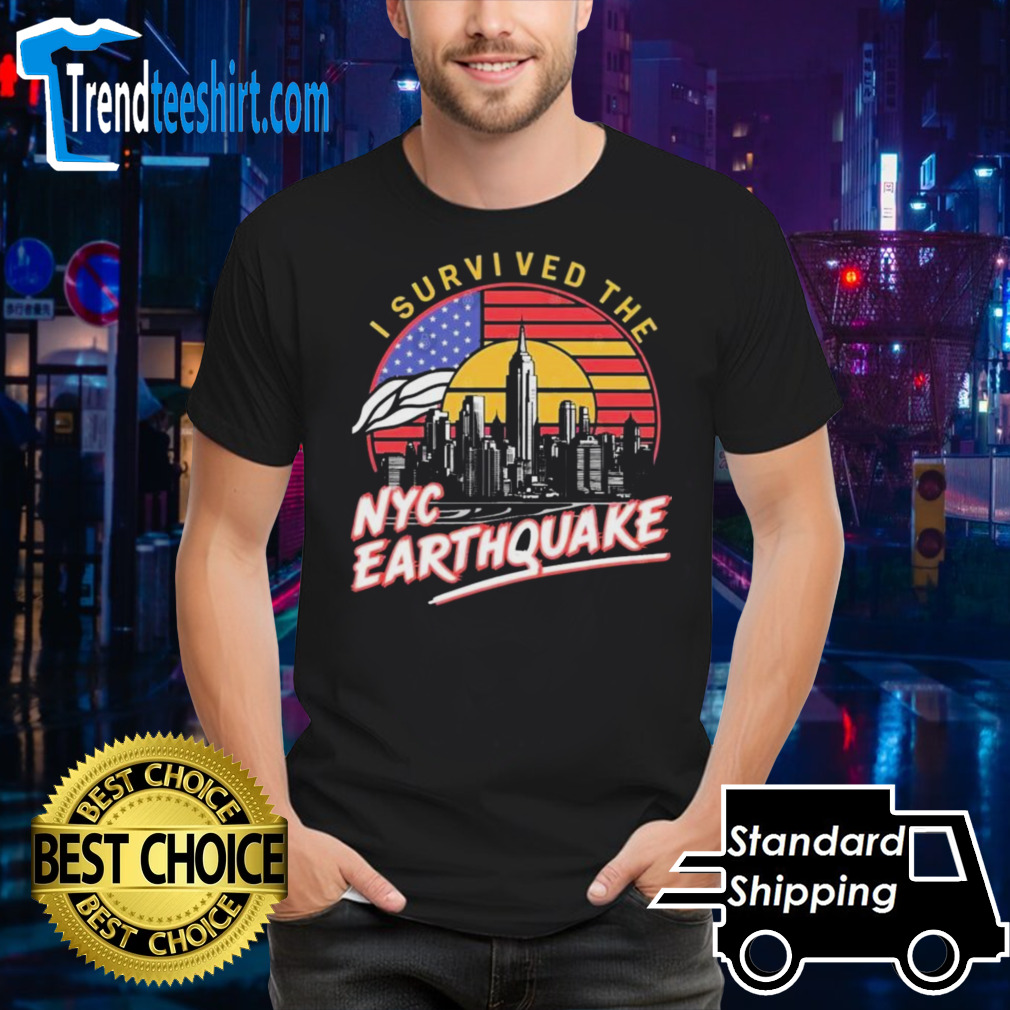 I Survived The NYC Earthquake Retro Sunset T-Shirt