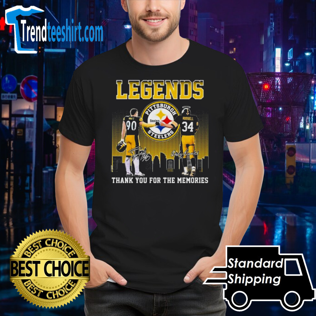Legends Jj Watt And Bill Russell Pittsburgh Steelers Thank You For The Memories Signatures Shirt