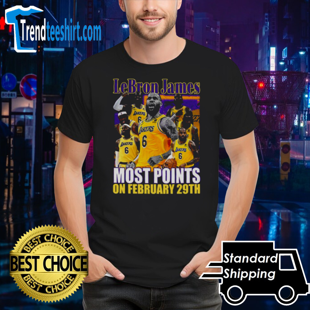 Los Angeles Lakers LeBron James most points on february 29th shirt