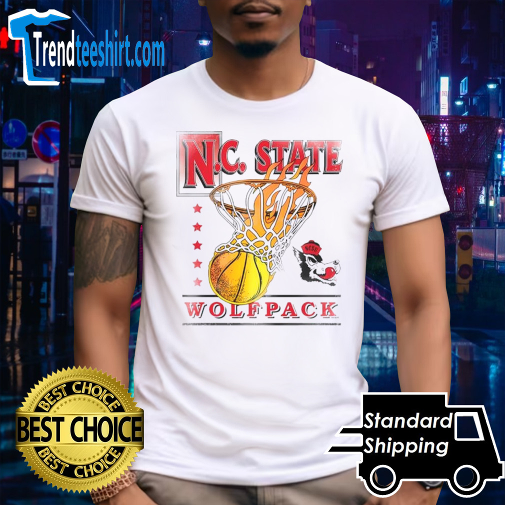 NC State Wolfpack basketball net fire shirt