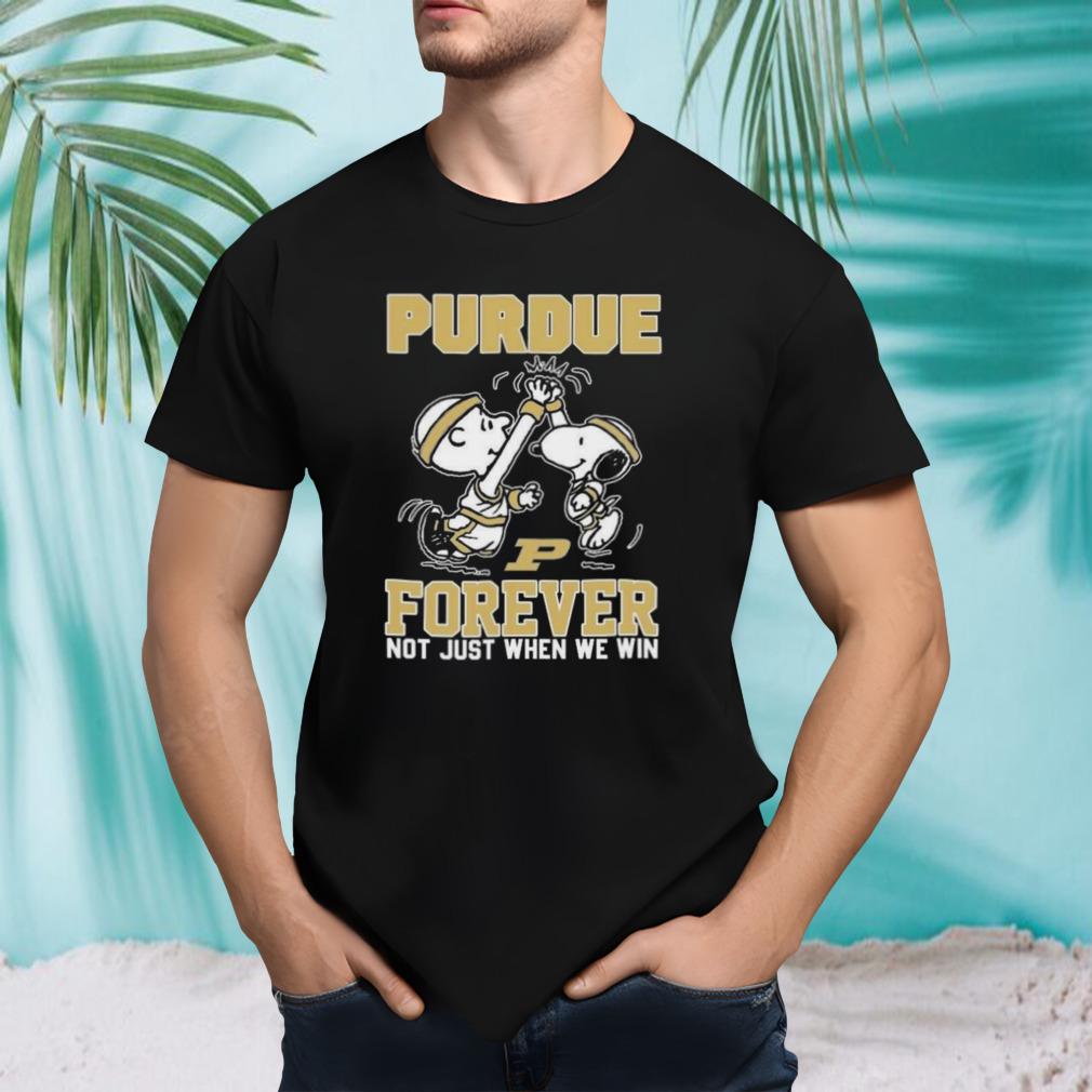 Peanuts Snoopy And Charlie Brown Purdue Boilermakers High Five Forever Not Just When We Win 2024 Shirt