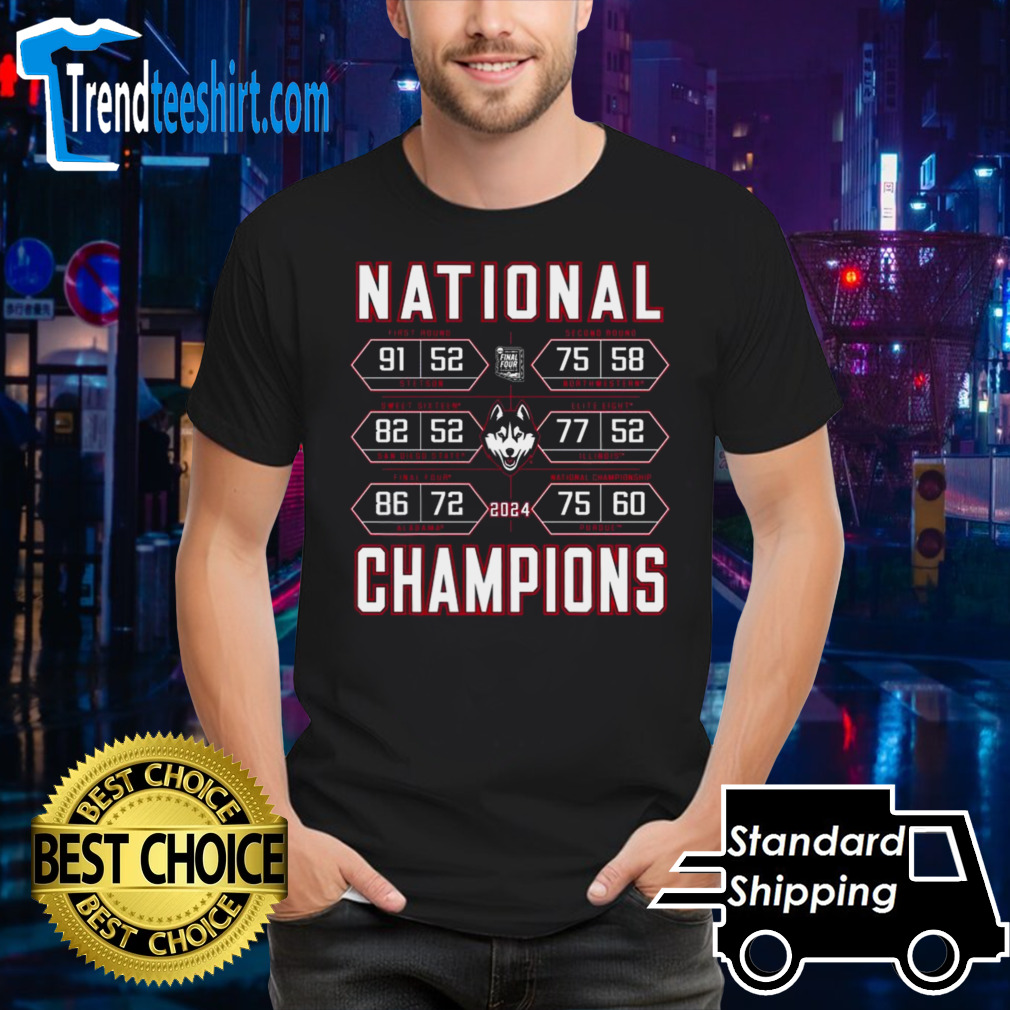 Uconn Huskies 2024 Ncaa Men’s Basketball National Champions Schedule T-shirt