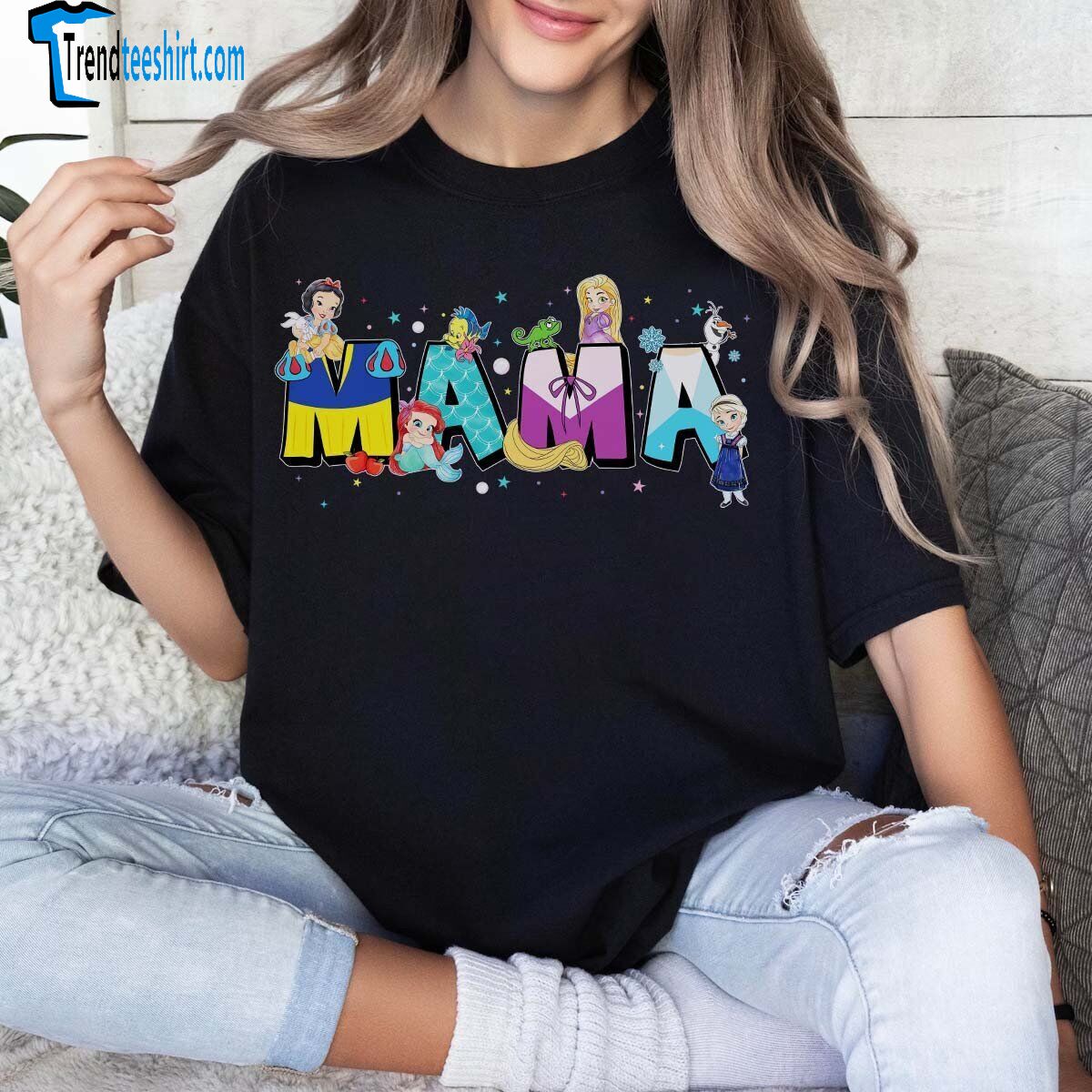 Animated Princesses Mama Happy Mother's Day Gift For Mom Tshirt Women