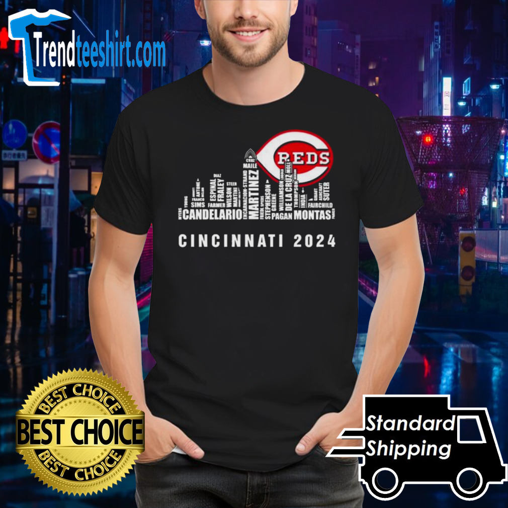 Cincinnati Red Skyline Players Name Cincinnati 2024 Shirt