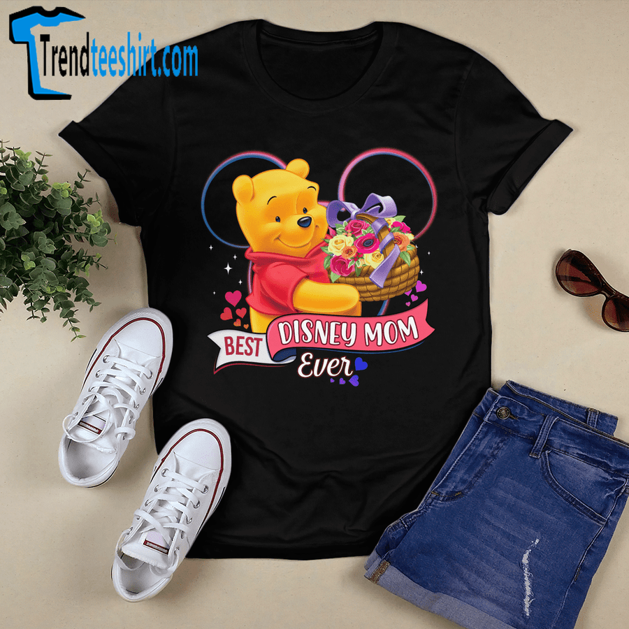 Pooh Bear Flowers Best Mom Ever Happy Mother's Day Tshirt Women