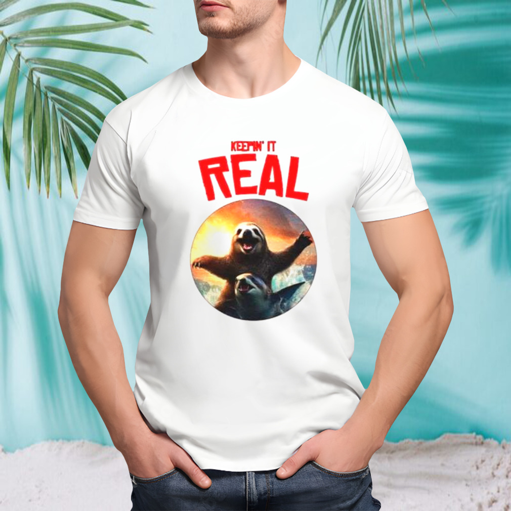 Sloth riding shark keepin’ it real shirt