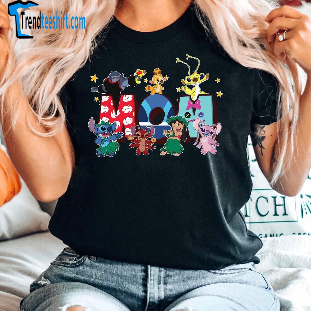 Stitch And Friends Lilo &amp Stitch Love Best Mom Ever Mother's Day Tshirt Women