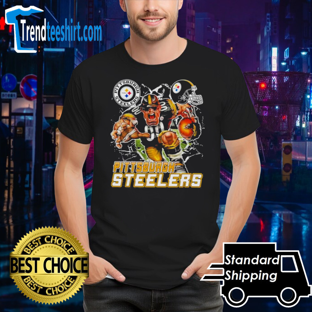 Mascot Breaking Through Wall Pittsburgh Steelers Vintage Shirt