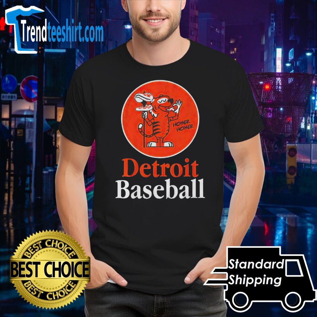 Detroit baseball pizza spear shirt