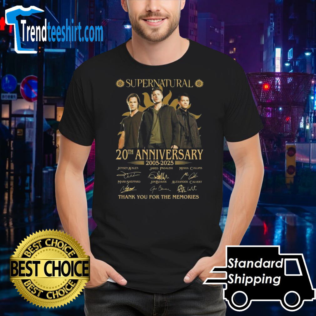 Supernatural 20th Anniversary 2005-2025 Thank You For The Memories Signatures Shirt