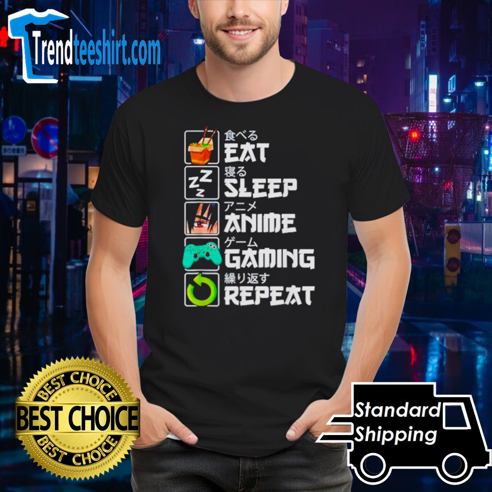 Eat sleep anime gaming repeat shirt