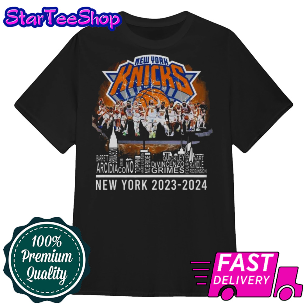 New York Knicks 2023-2024 Team Player Name Skyline T-shirt