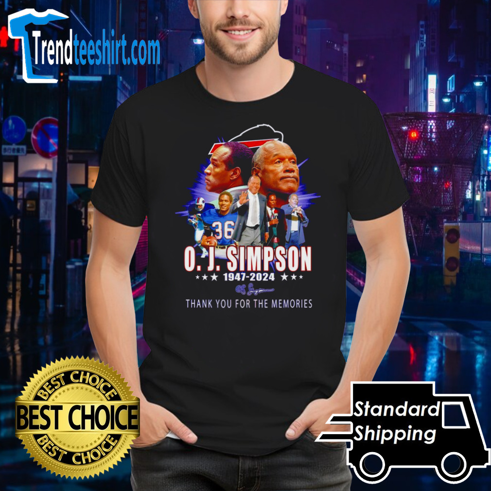 O J Simpson 1947-2024 thank you for the memories signature shirt