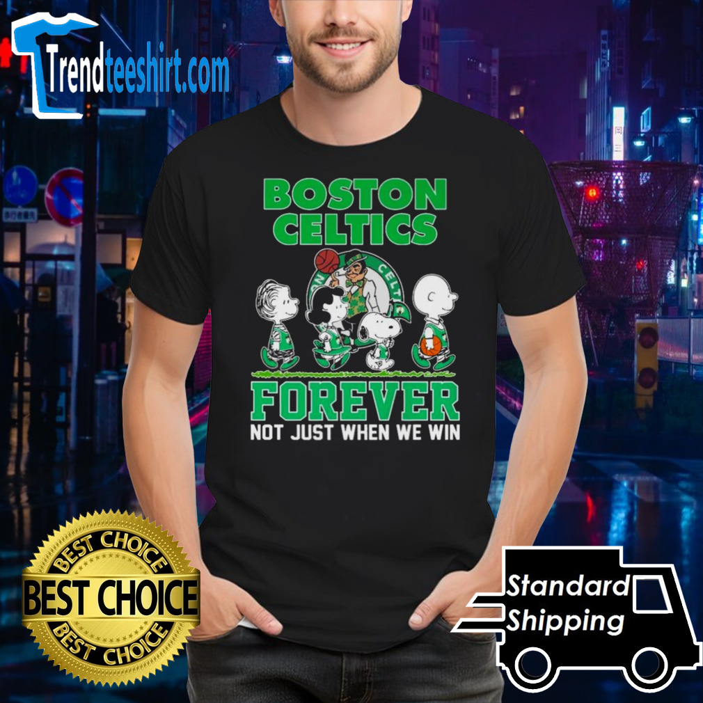 Boston Celtics X Peanuts Snoopy And Woodstock Abbey Road Forever Not Just When We Win Shirt