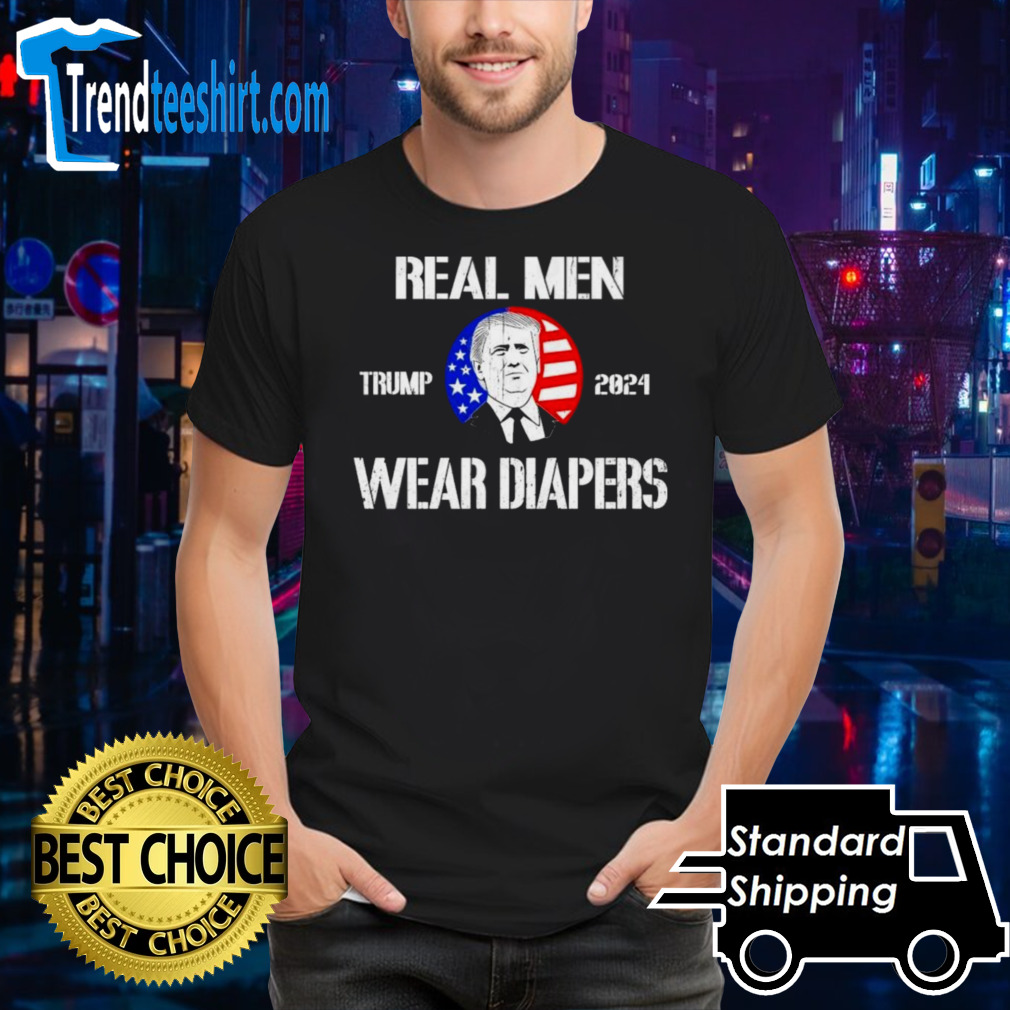 Distressed Retro Vintage Real Men Wear Diapers Trump 2024 T-Shirt