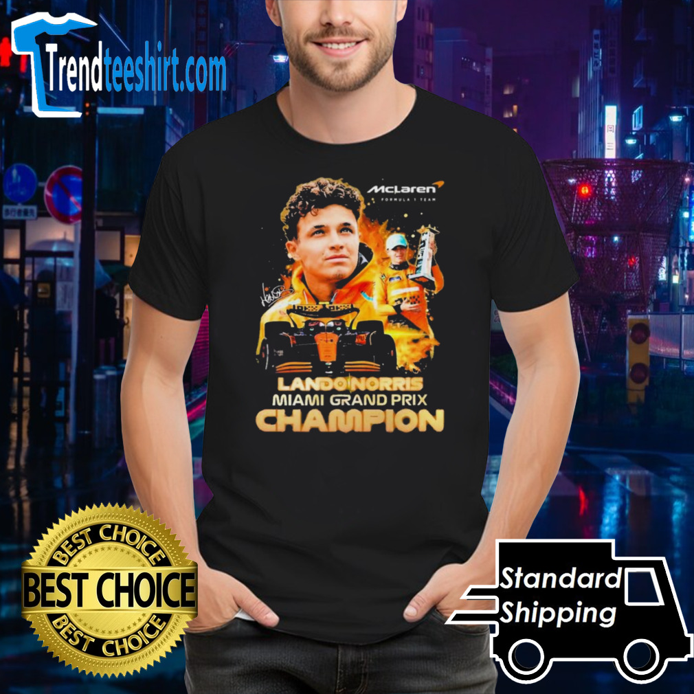 Mclaren Formula 1 Team Lando Norris Miami Grand Prix Champion Signature Shirt