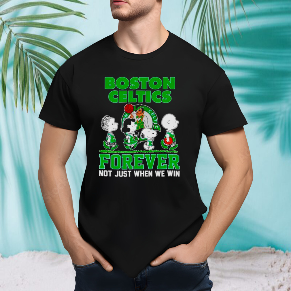 The Peanuts abbey road x Boston Celtics forever not just when we win shirt