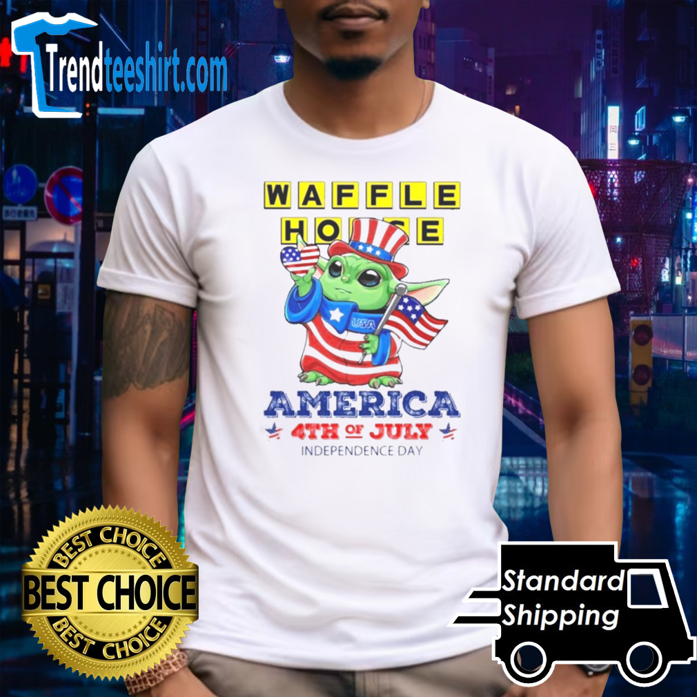 Baby Yoda WAFFLE HOUSE America 4th Of July Independence Shirt