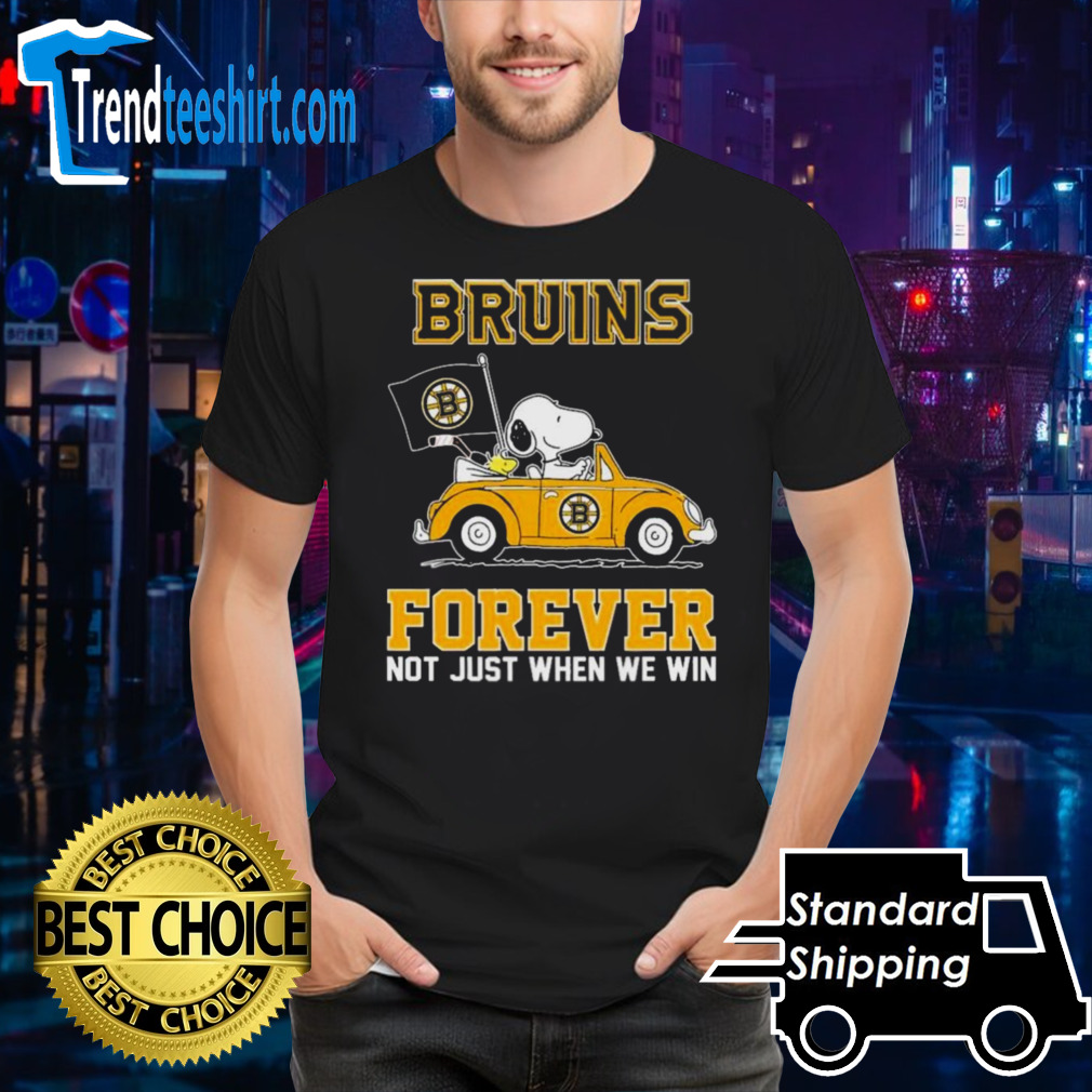 Boston Bruins X Peanuts Snoopy And Woodstock Drive Car Forever Not Just When We Win Shirt