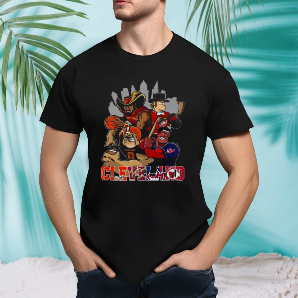 Cleveland Browns Cleveland Cavaliers Cleveland Barons Cleveland Guardians All Mascot Shirt