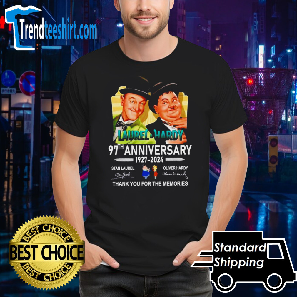Laurel & Hardy 97th anniversary 1927-2024 thank you for the memories signatures shirt