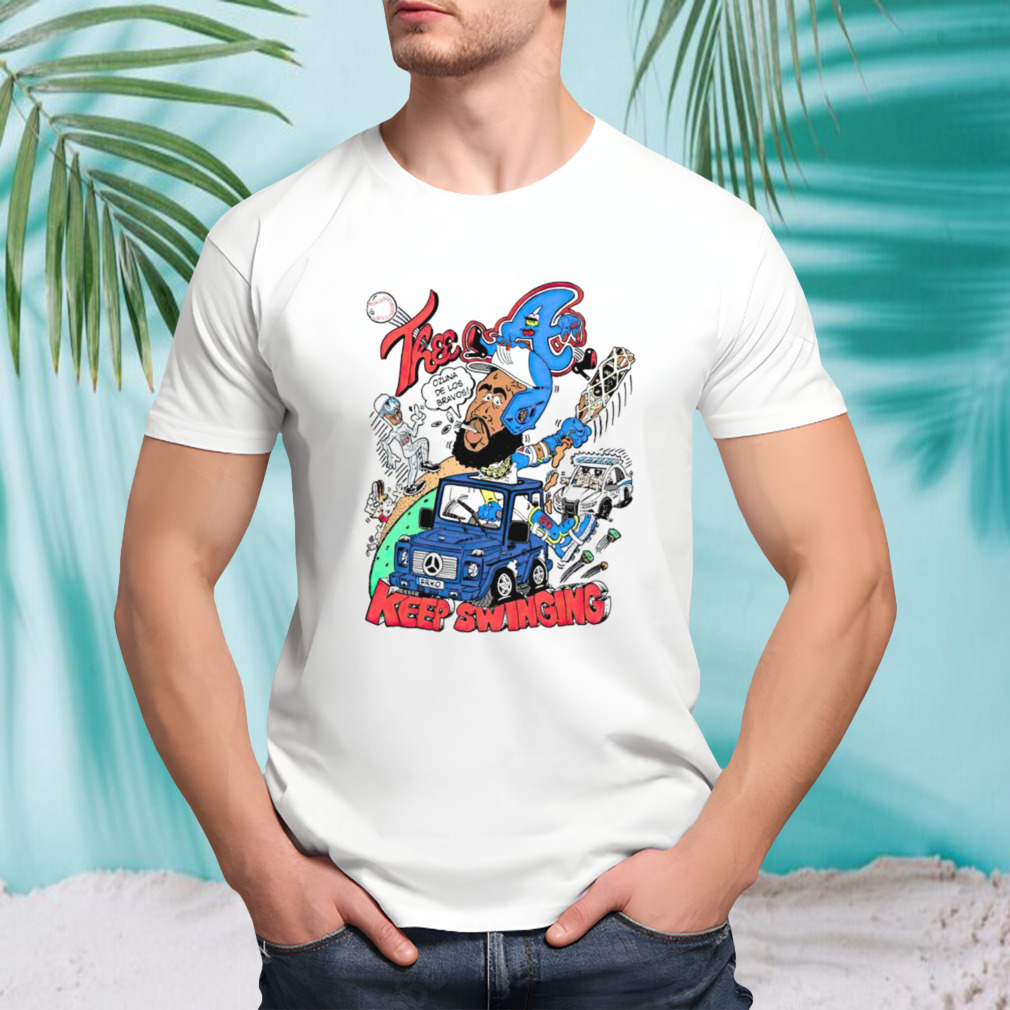 Three a ozuna de los bravos keep swinging shirt