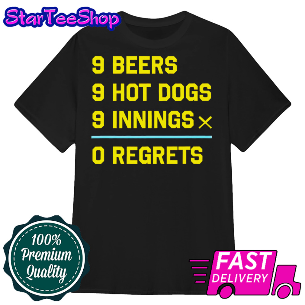 Tampa Bay Baseball 9 beers 9 hot 9 dogs innings 0 regrets shirt
