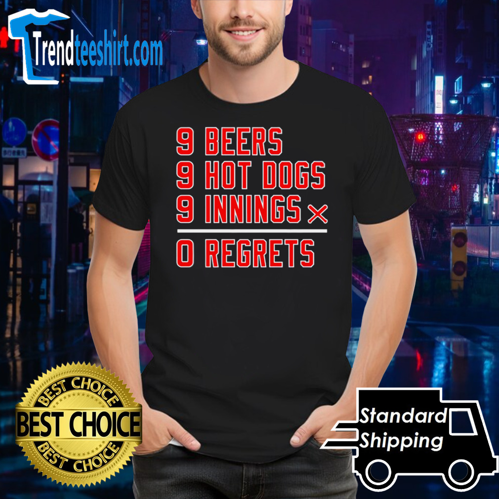 Chicago Cubs 9 beers 9 hot 9 dogs innings 0 regrets shirt