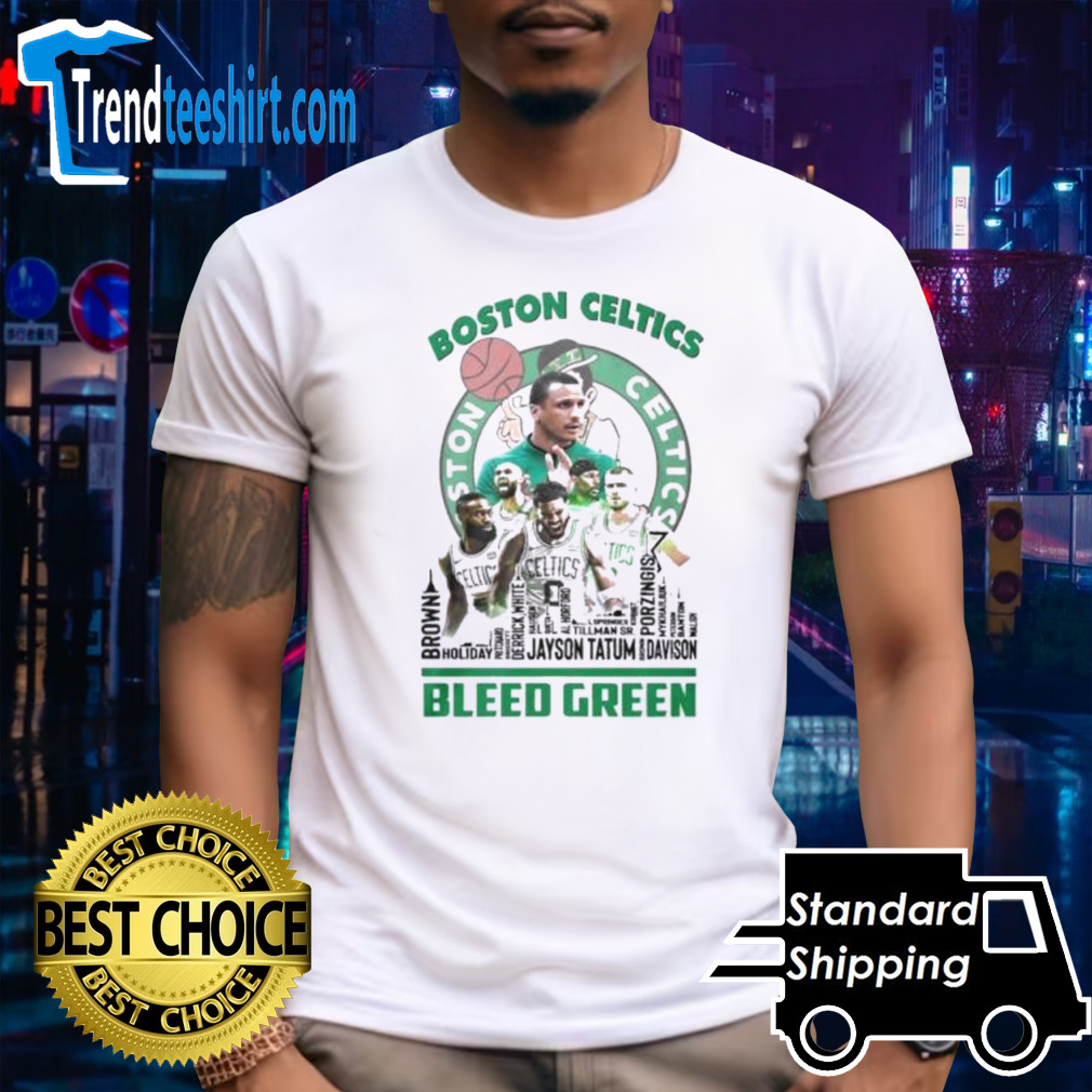 Boston Celtics Skyline Players Name Bleed Green Shirt