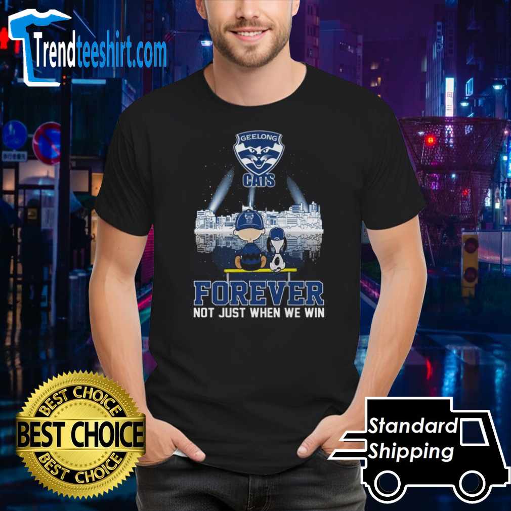 Geelong Cats Snoopy And Charlie Brown Skyline Forever Not Just When We Win Shirt
