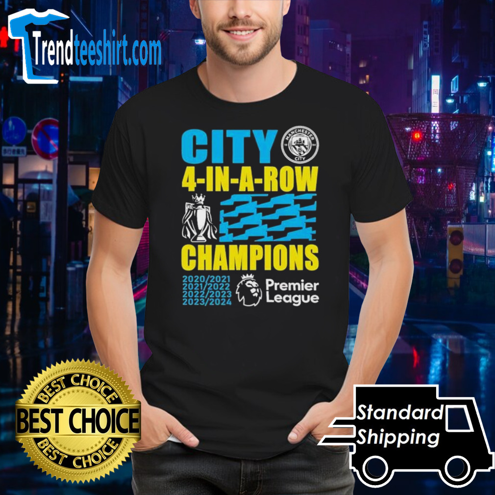Manchester City 2024 Premier League Champions Four Years In A Row shirt