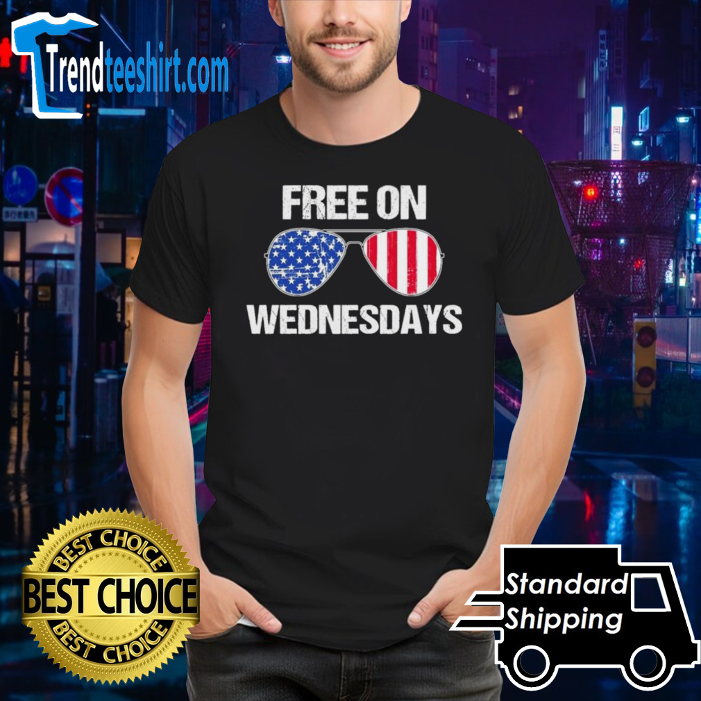 Official Free on Wednesdays Sunglasses American Flag Funny Joe Biden Political T-Shirt