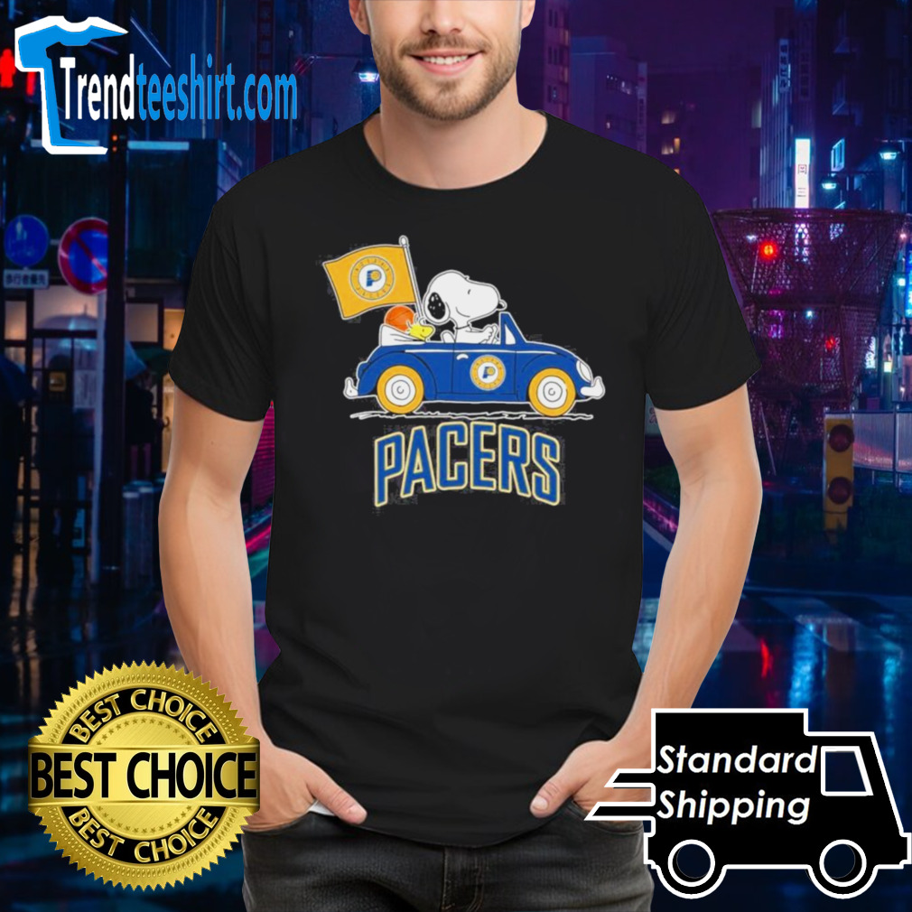 Official Peanuts Snoopy And Woodstock On Car Indiana Pacers Basketball NBA Playoffs Shirt