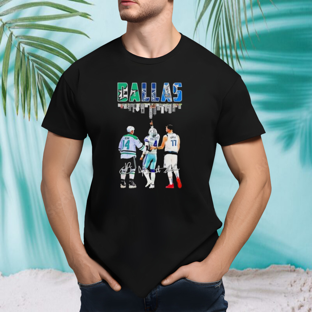 Dallas Sports Teams 2024 Jamie Benn Luka Doncic And Dak Prescott Signatures shirt