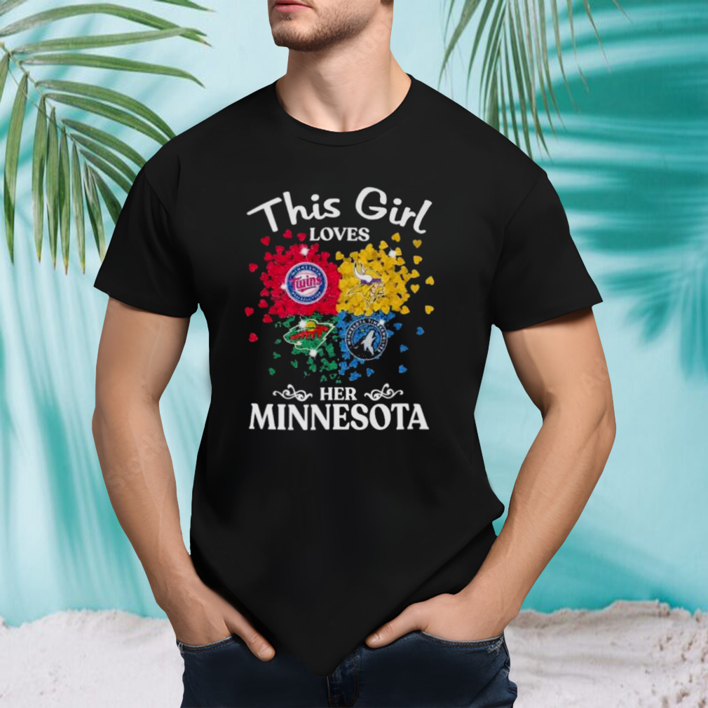 Official This Girl Loves Her Minnesota Sports Teams Logo Diamonds Shirt