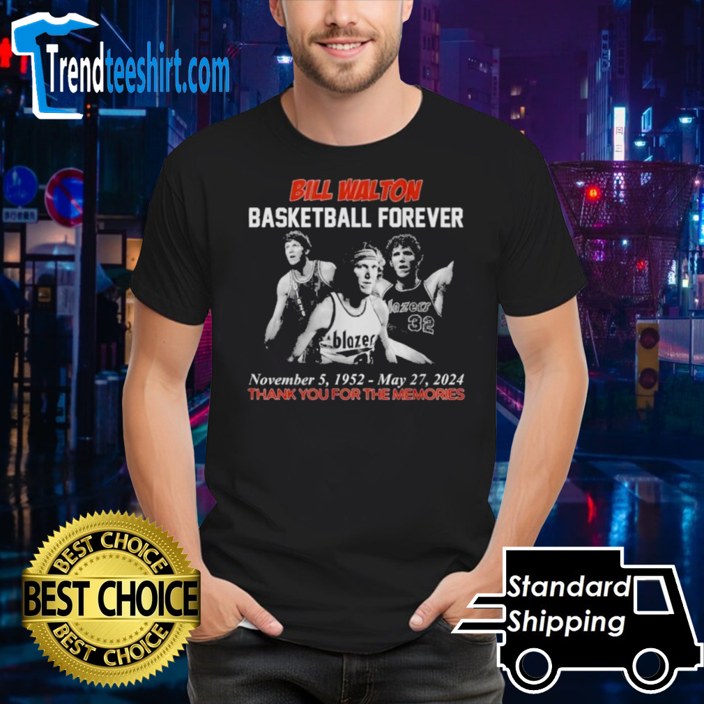 Official Bill Walton Basketball Forever 1952-2024 Thank You For The Memories Signatures Shirt