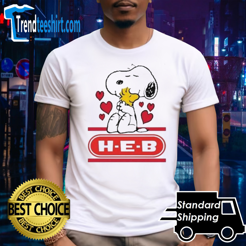 Snoopy And Woodstock Loves H E B Logo T-shirt