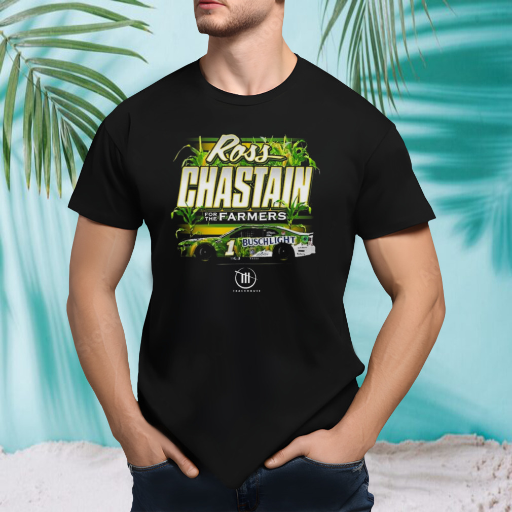 Ross Chastain For The Farmers Trackhouse Racing Team Collection Black Busch Light Car T-shirt